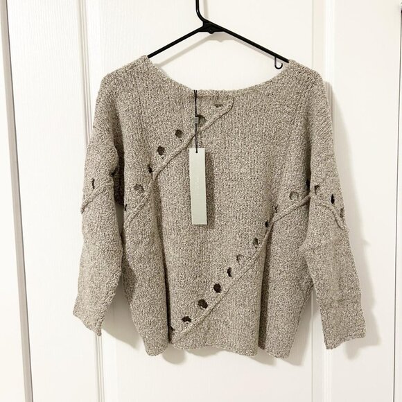 Anthropologie One Grey Day Women's Sweater Merino Wool Long sleeve crew neck - Picture 3 of 8